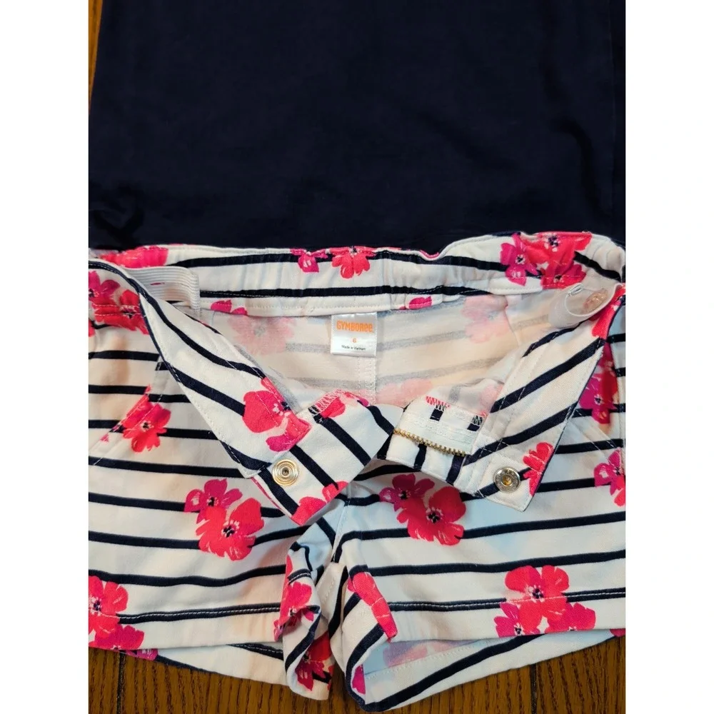 Gymboree Lot Of 3 Pretty Poppy Girls Size 6 Lined Dress, Flower Shirt, & Shorts